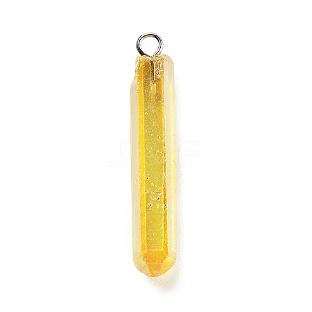 Electroplated Natural Quartz Pendants G-P315-B01-09P-1