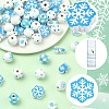 110Pcs 11 Styles Christmas Winter Theme Printed Wood Beads WOOD-YW0001-92-2