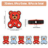 CHGCRAFT 16Pcs 2 Colors Bear with Heart Food Grade Eco-Friendly Silicone Focal Beads SIL-CA0002-91-2