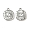Brass Micro Pave Cubic Zirconia Grooved Pendants KK-A280-04B-P-1