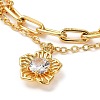 Flower Brass Micro Pave Cubic Zirconia Charm Bracelets BJEW-P342-07G-2