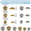 SUNNYCLUE 180Pcs 6 Style Tibetan Style Alloy Flower Bead Caps FIND-SC0008-77-2