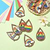 40Pcs 5 Styles Rainbow Printed Aspen Wood Big Pendants WOOD-CJ0001-69-5