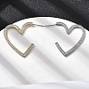 Heart Brass Micro Pave Cubic Zirconia Stud Earrings EJEW-F395-01A-3