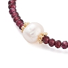 Mozambique Import Natural Garnet & Natural Pearl Round Beaded Bracelets for Women BJEW-B095-04-2