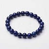 Natural Lapis Lazuli Beaded Stretch Bracelet X-BJEW-F203-06-6