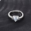 Brass Micro Pave Cubic Zirconia Cuff Open Rings CU-CBA5C10-09P-3