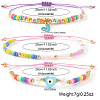 3Pcs Glass Seed Bead & Resin & Brass Braided Bead Bracelets LW3639-4-4