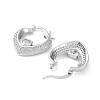 Clear Cubic Zirconia Heart Hoop Earrings EJEW-F329-01P-2
