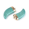 Dyed Synthetic Turquoise Tusk Shape Big Pendants TURQ-T004-22-2