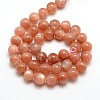 Natural Gemstone Sunstone Round Beads Strands G-E251-34-6mm-3