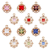 AHADERMAKER 12Pcs 6 Color Rack Plating Brass Micro Pave Clear Cubic Zirconia Pendants KK-GA0001-08-RS-1