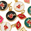 12Pcs 6 Style Golden Plated Brass with Jump Rings Enamel Pendants KK-LS0001-35-4