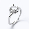 Anti-Tarnish Rhodium Plated 925 Sterling Silver Finger Ring Components STER-G027-15P-1