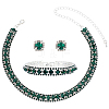 1Set Alloy Rhinestone Bracelets & Necklace & Stud Earring for Women SJEW-UN0001-12A-1