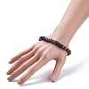Natural Wood & Synthetic Hematite Stretch Bracelet with Gemstone BJEW-JB08155-4