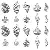 100Pcs 10 Styles Tibetan Style Alloy Whelk/Conch Shell Pendants TIBEP-CJ0001-61-1