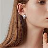 925 Sterling Silver Cute Cat Stud Earrings Half Huggie Hoop Earrings Zircon Stud Earrings Lovely Animal Ear Jewelry Gift for Women JE1069A-6