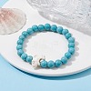 Synthetic Turquoise Dolphin Beaded Stretch Bracelets BJEW-JB09830-01-2