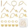 CREATCABIN 60Pcs 2 Styles Ring & Rectangle Shape Brass Stud Earring Findings DIY-CN0002-59-1