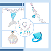 ANATTASOUL 3 Sets 3 Colors Plastic Shell & Alloy Bell Pendant Necklace & Bracelet & Dangle Stud Earrings & Open Cuff Ring SJEW-AN0001-34-3