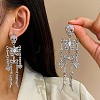Skeleton Alloy Rhinestone Dangle Stud Earrings FS-WG3D420-01-2