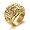 304 Stainless Steel Micro Pave Clear Cubic Zirconia Finger Rings for Men FS-WGEF432-01-1