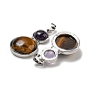 Natural Tiger Eye & Natural Amethyst Pendants G-G147-06P-07-2