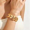 Exotic Embossed Texture Crescent Moon Brass Rhinestone Cuff Bangle with Clasps for Women OM4527-3