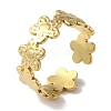 PVD Vacuum Plating 201 Stainless Steel Flower Open Cuff Rings for Women RJEW-C092-22G-1