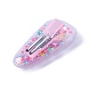 Plastic Alligator Hair Clips with Paillette & Platinum Plated Iron Base PHAR-L005-B07-2