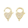 Brass Micro Pave Clear Cubic Zirconia Lobster Claw Clasps KK-I354-01G-01-1