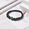 Natural Lava Rock & Coconut Stretch Bracelet with Gemstone Beads BJEW-JB08220-5