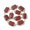 Edge Golden Plated Natural Red Jasper Links connectors G-S359-034B-1