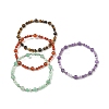 4Pcs 4 Style Natural Mixed Gemstone Round Beaded Stretch Bracelets Set BJEW-TA00376-1