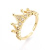 Brass Micro Pave Cubic Zirconia Cuff Rings for Women KK-T071-70G-4
