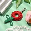 Flowers Woven Cotton Thread Pendant Decorations HJEW-JM02452-4