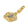Christmas Brass Rhinestone Flower Pendant Decorations KK-H498-01G-09-2
