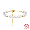 925 Sterling Silver & Natural Pearl Beaded Bracelets BJEW-Z025-05G-1