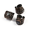 Brass with Natural Labradorite Cuff Rings RJEW-Z112-02R-02-4