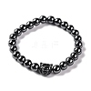 Round & Tiger Head Synthetic Non-magnetic Hematite Beaded Stretch Bracelets for Women BJEW-Q345-03-1