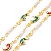 Colorful Enamel Dolphin with Evil Eye & Brass Flat Round Link Chains CHC-A006-15G-4