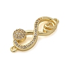 Brass Micro Pave Clear Cubic Zirconia Heart Infinity Connector Charms KK-M319-10G-2