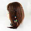 Women's Dyed Feather Braided Suede Cord Headbands OHAR-R183-05-2