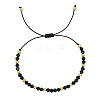 Glass & Brass Round Beads Braided Bead Bracelets RD6595-1-1
