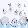 SOFPLATE 60Pcs 3 Size Clear Cubic Zirconia Stud Earring Findings STER-SP0001-01-6