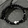 Frosted Round Natural Black Onyx(Dyed & Heated) Round Beaded Stretch Bracelets RK1908-2