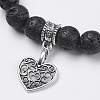 Natural Lava Rock Beads Charm Bracelets BJEW-O161-31-2
