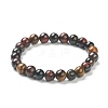 Natural Tiger Eye Beaded Stretch Bracelets BJEW-D446-C-43-2