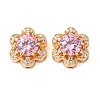 Brass Micro Pave Pink Cubic Zirconia Beads CU-CBAEC99-32G-02-1
